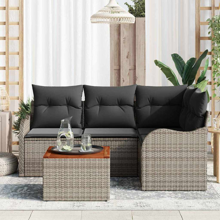 Havesofa Sæt med pude 5 pcs Grå polyrattan