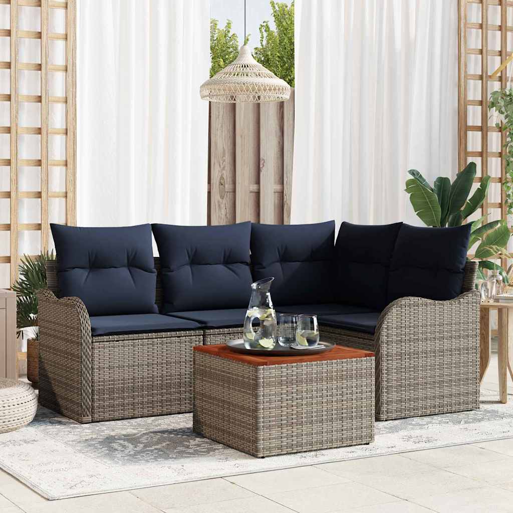 Havesofa Sæt 5 stk. Grå polyrattan