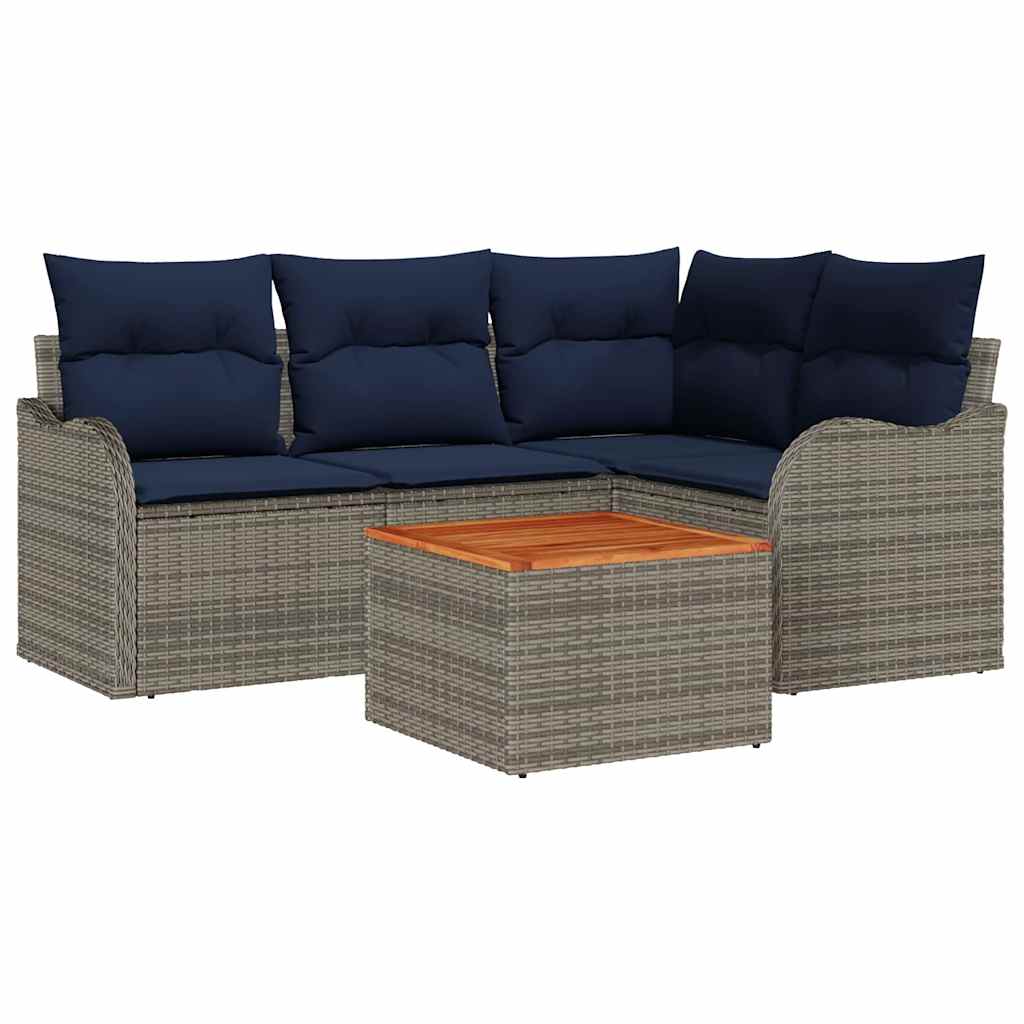 Havesofa Sæt 5 stk. Grå polyrattan