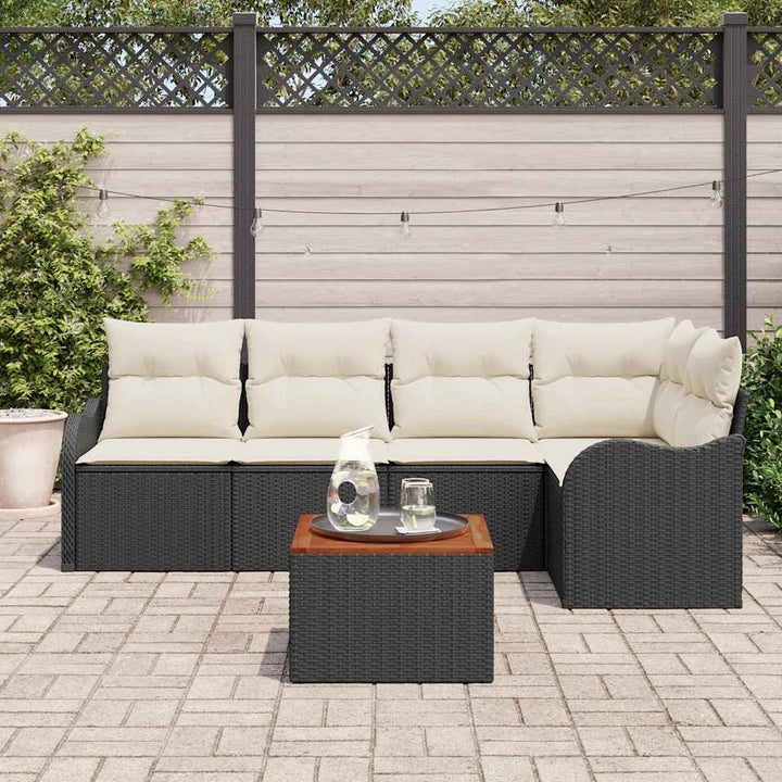 Havesofa Sæt 6 stk. Sort polyrattan