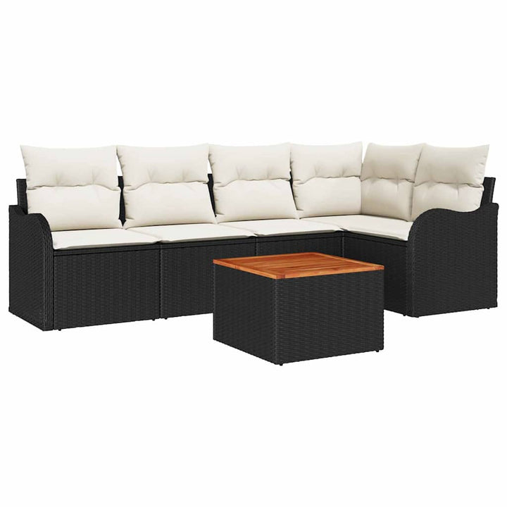 Havesofa Sæt 6 stk. Sort polyrattan