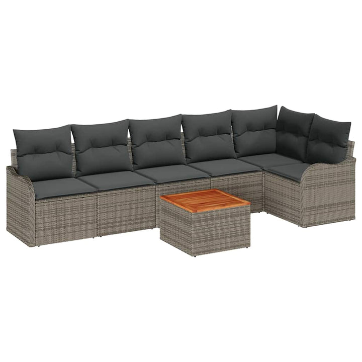 Havesofa Sæt med pude 7 pcs Grå polyrattan
