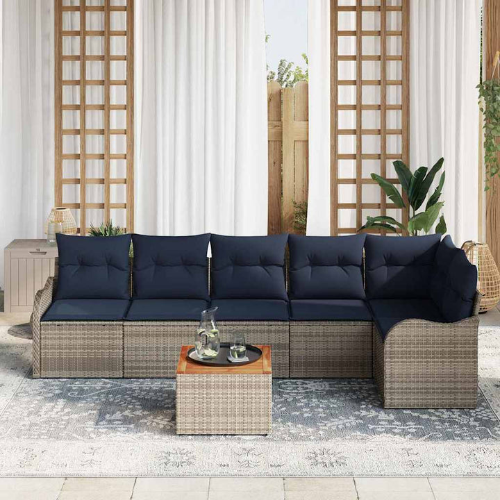 Havesofa Sæt 7 stk. Grå polyrattan