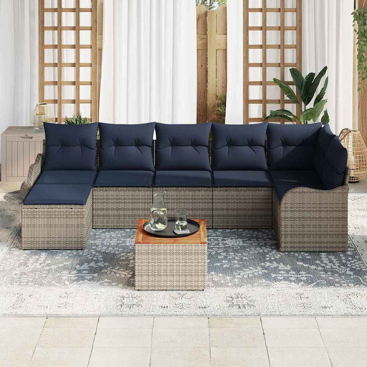 Havesofa Sæt 8 stk. Grå polyrattan