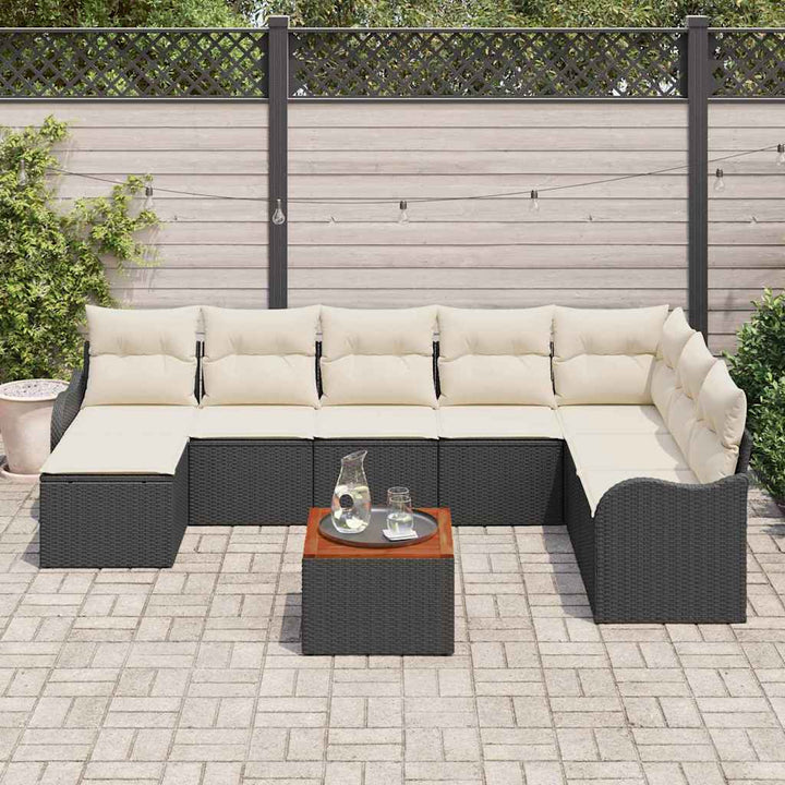 Havesofa Sæt 9 stk. Sort polyrattan