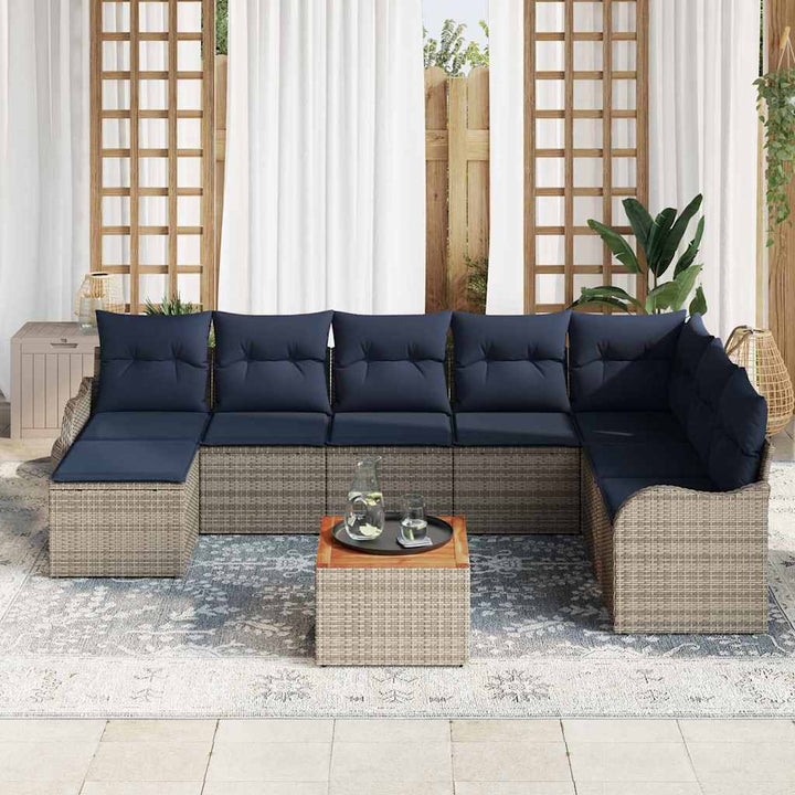Havesofa Sæt 9 stk. Grå polyrattan