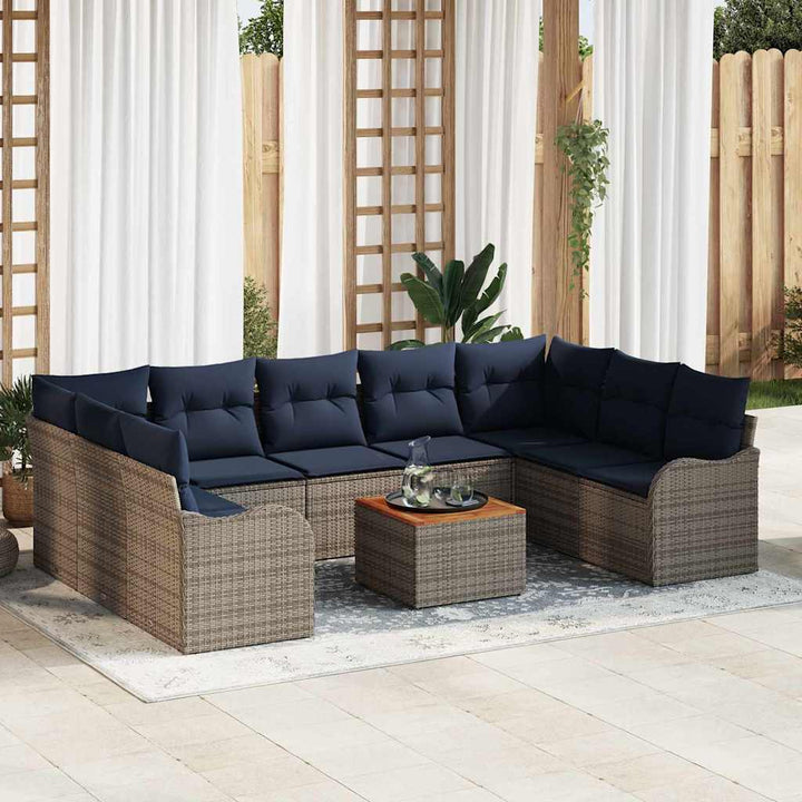 Havesofa Sæt 10 stk. Grå polyrattan