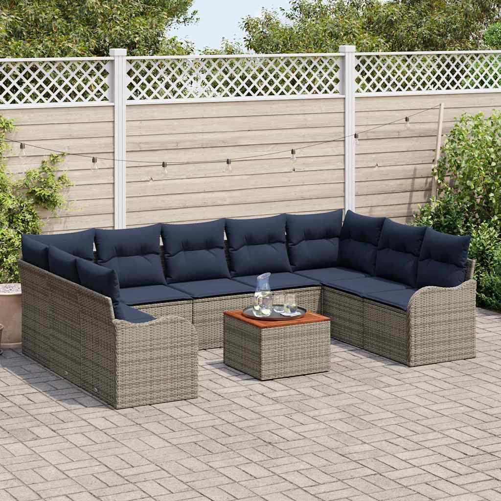 Havesofa Sæt 10 stk. Grå polyrattan