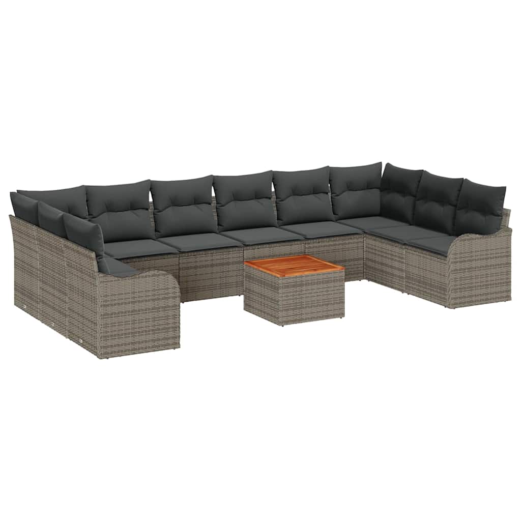 Havesofa Sæt med pude 11 pcs Grå polyrattan