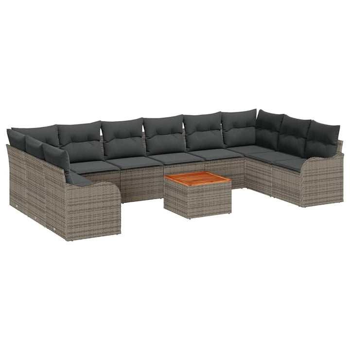 Havesofa Sæt med pude 11 pcs Grå polyrattan