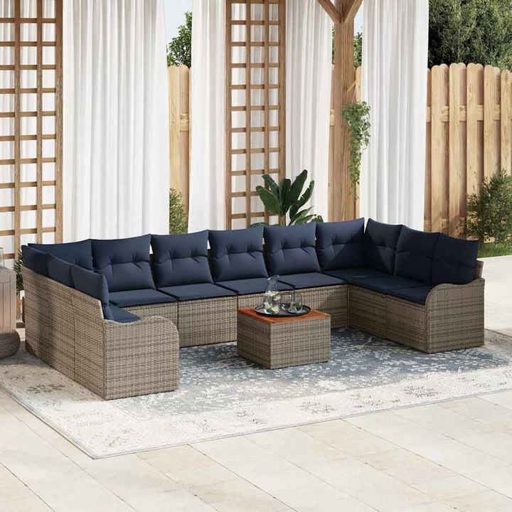 Havesofa Sæt 11 stk. Grå polyrattan