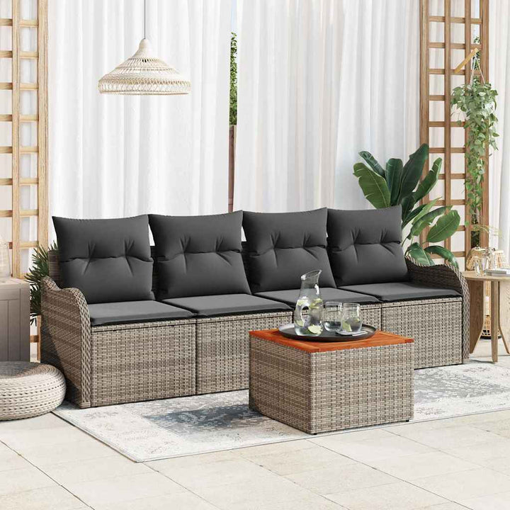 Havesofa Sæt 5 stk. Grå polyrattan