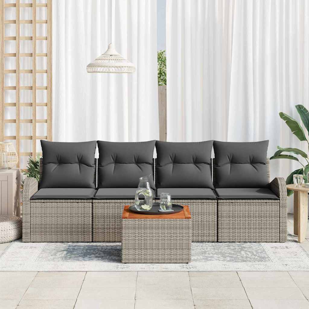 Havesofa Sæt 5 stk. Grå polyrattan