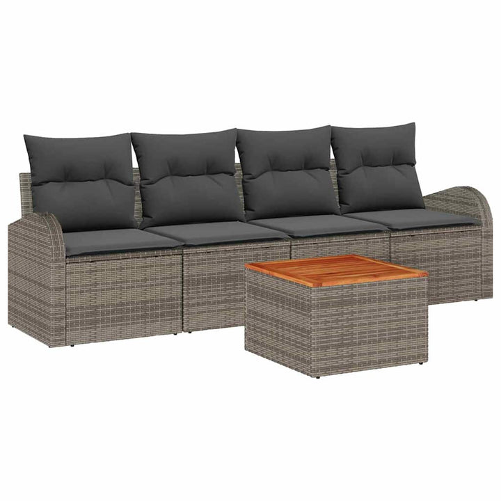 Havesofa Sæt 5 stk. Grå polyrattan