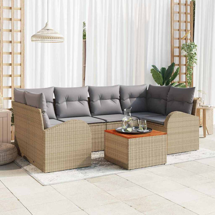 Havesofa Sæt 7 stk. Beige polyrattan