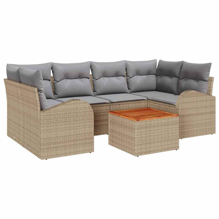 Havesofa Sæt 7 stk. Beige polyrattan