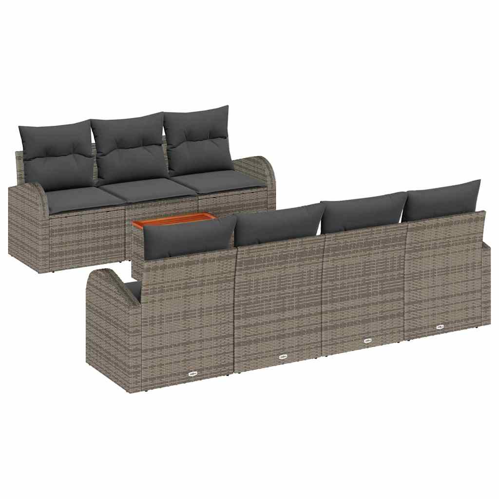 Havesofa Sæt med pude 8 pcs Grå polyrattan