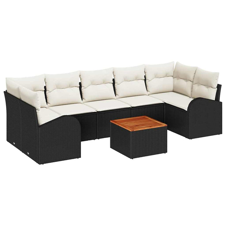 Havesofa Sæt 8 stk. Sort polyrattan