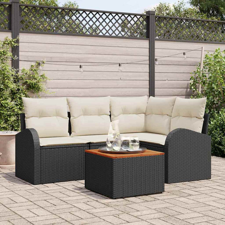 Havesofa Sæt 5 stk. Sort polyrattan