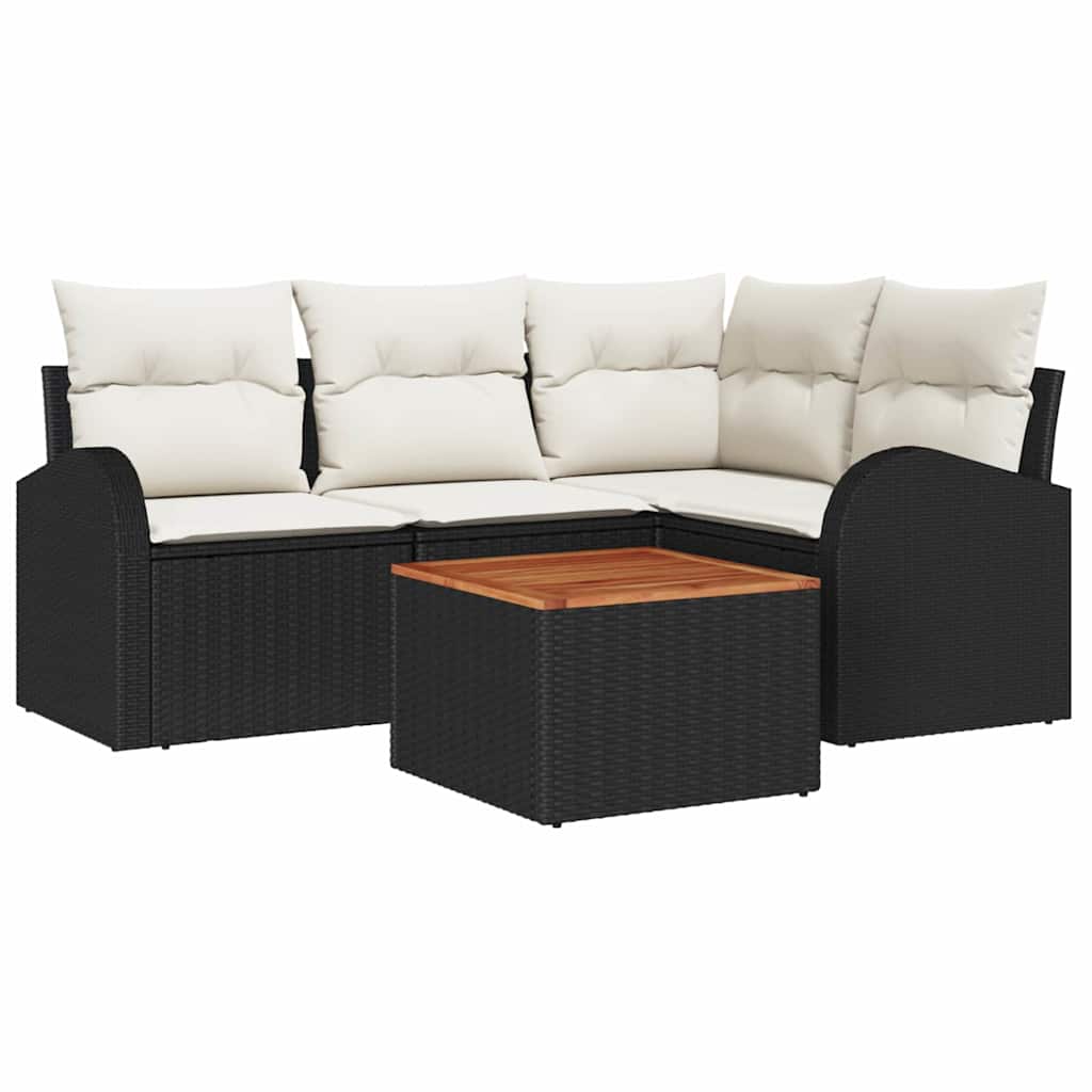 Havesofa Sæt 5 stk. Sort polyrattan