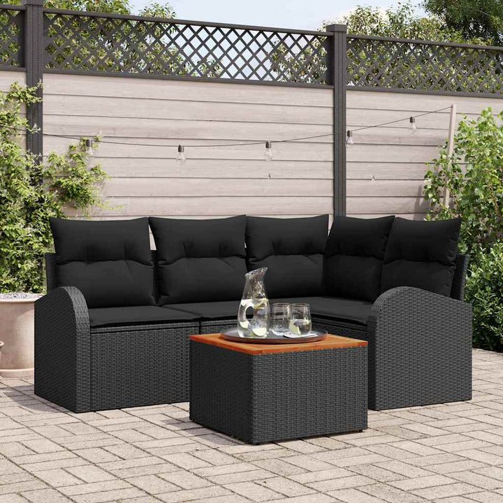 Havesofa Sæt 5 stk. Sort polyrattan