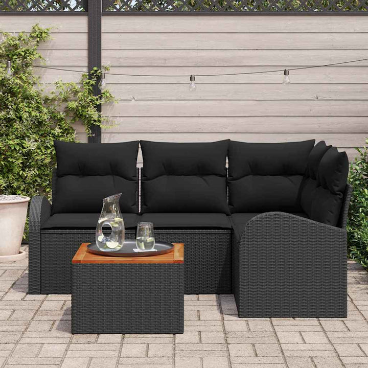 Havesofa Sæt 5 stk. Sort polyrattan