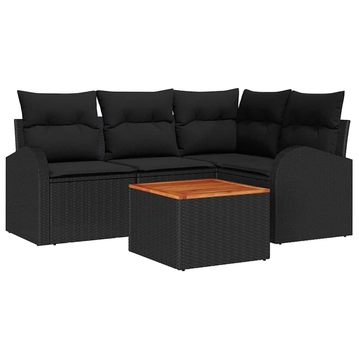 Havesofa Sæt 5 stk. Sort polyrattan