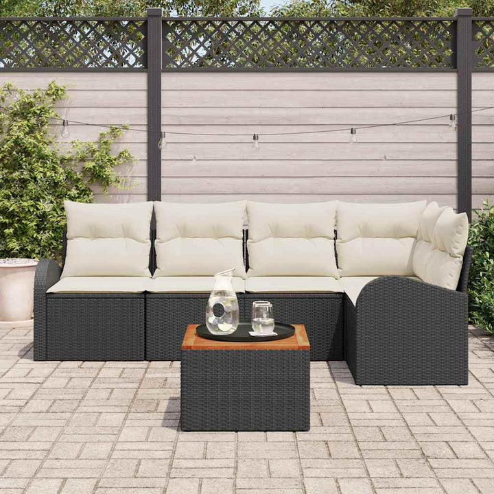Havesofa Sæt 6 stk. Sort polyrattan