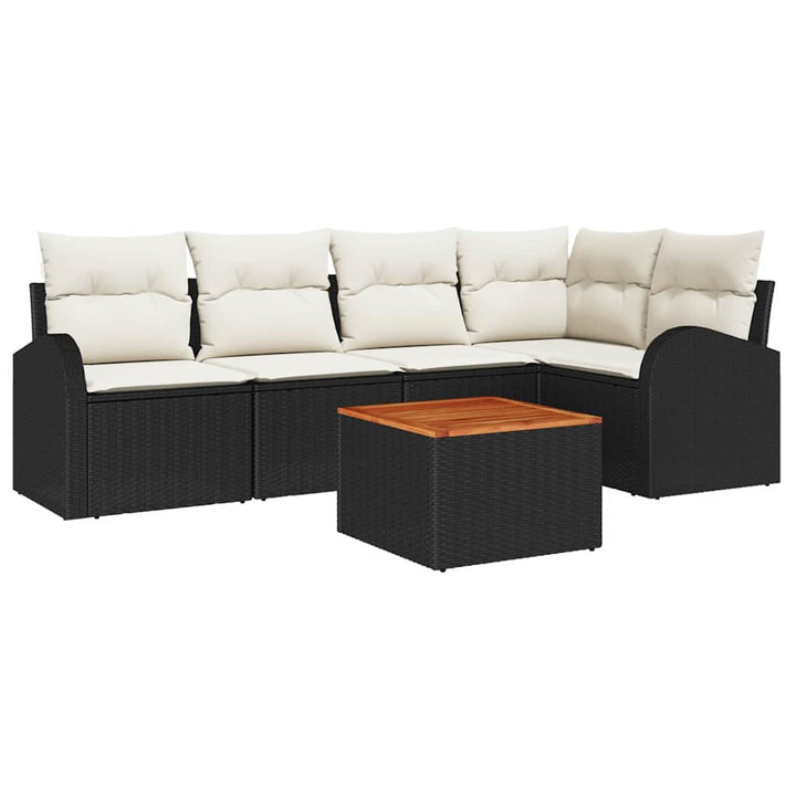 Havesofa Sæt 6 stk. Sort polyrattan