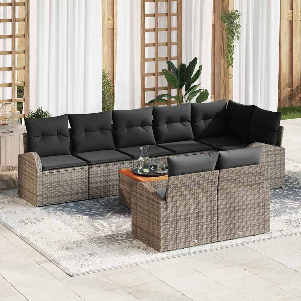 Havesofa Sæt med pude 9 pcs Grå polyrattan