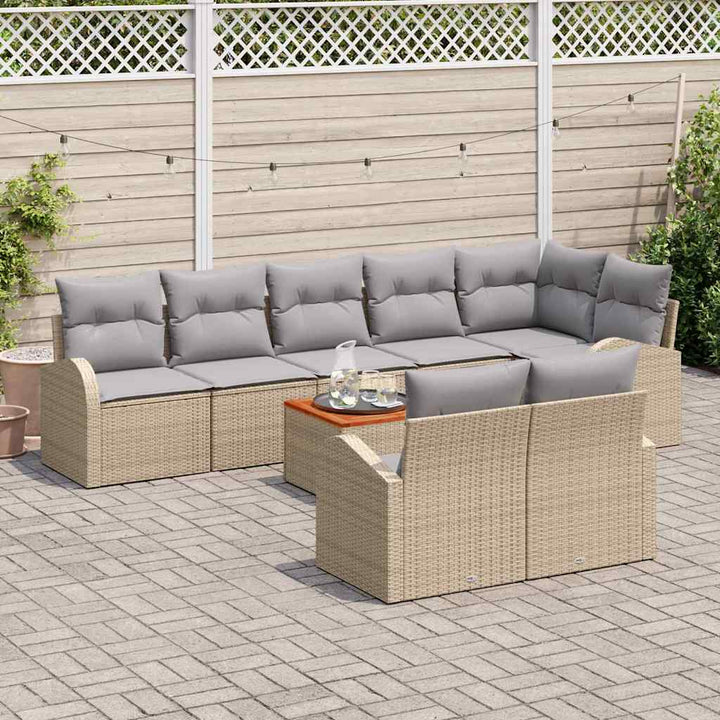 Havesofa Sæt med pude 9 pcs Beige polyrattan