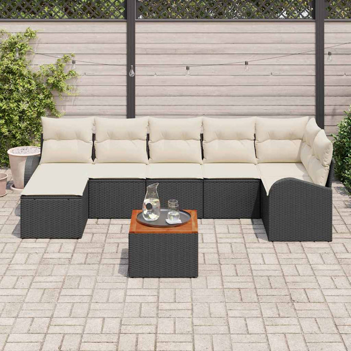 Havesofa Sæt 8 stk. Sort polyrattan