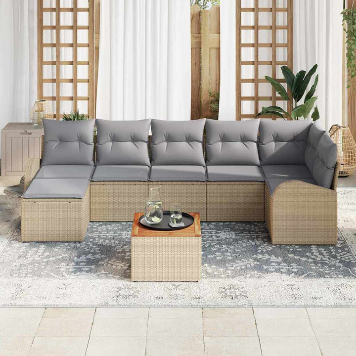 Havesofa Sæt 8 stk. Beige polyrattan