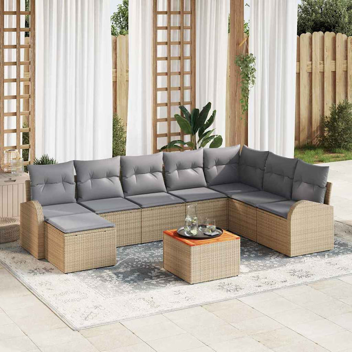 Havesofa Sæt 9 stk. Beige polyrattan