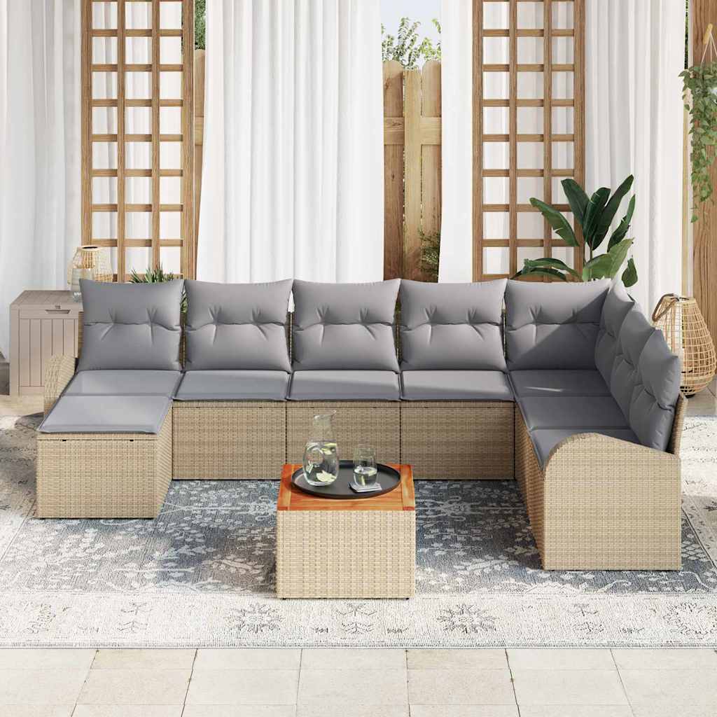 Havesofa Sæt 9 stk. Beige polyrattan