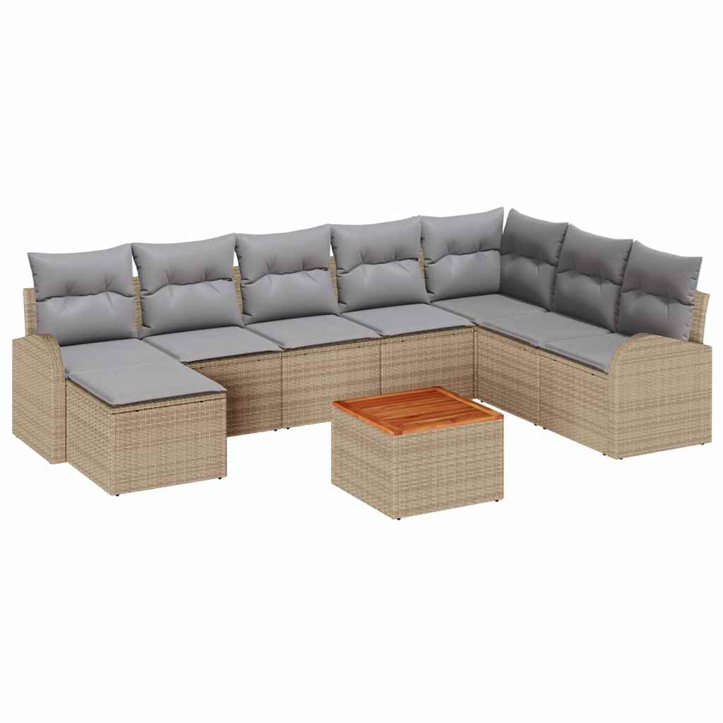 Havesofa Sæt 9 stk. Beige polyrattan