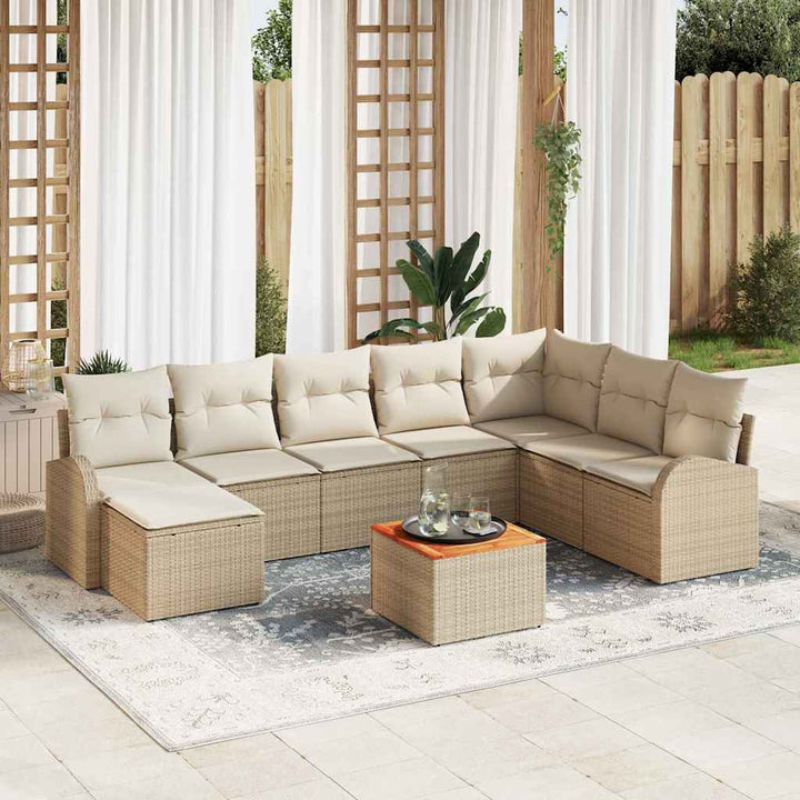 Havesofa Sæt 9 stk. Beige polyrattan