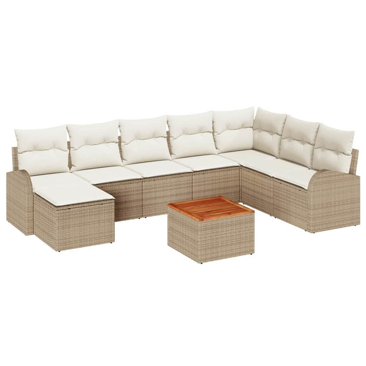 Havesofa Sæt 9 stk. Beige polyrattan