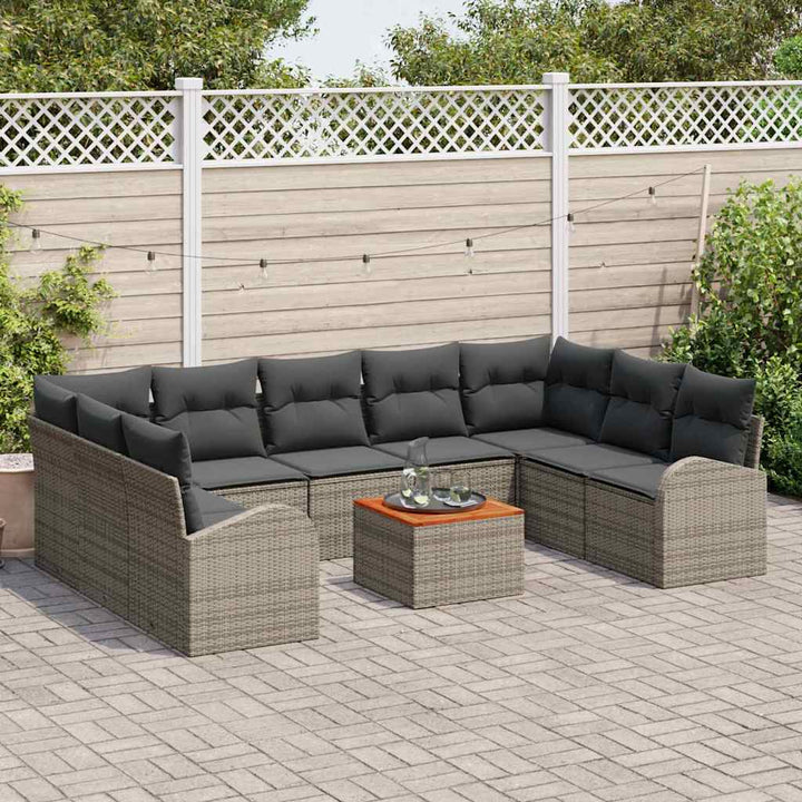 Havesofa Sæt 10 stk. Grå polyrattan