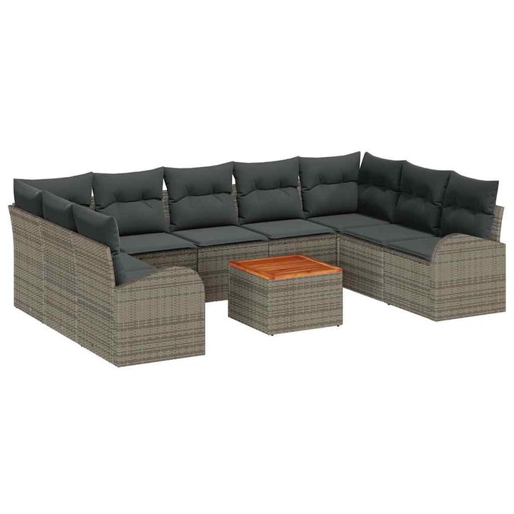 Havesofa Sæt 10 stk. Grå polyrattan