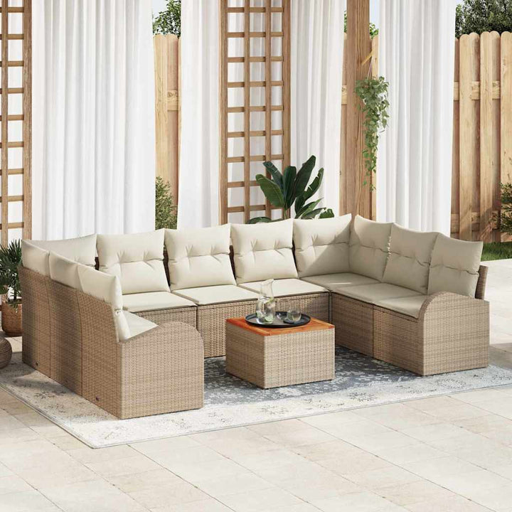 Havesofa Sæt 10 stk. Beige polyrattan