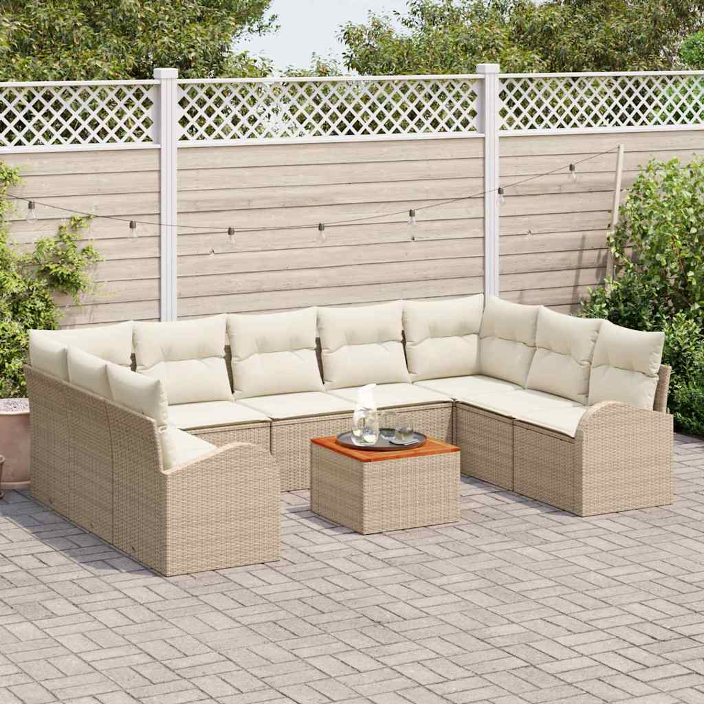Havesofa Sæt 10 stk. Beige polyrattan