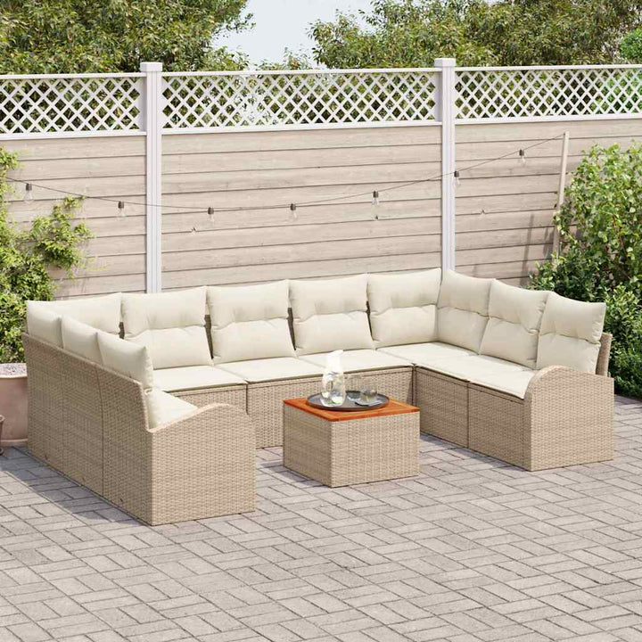 Havesofa Sæt 10 stk. Beige polyrattan