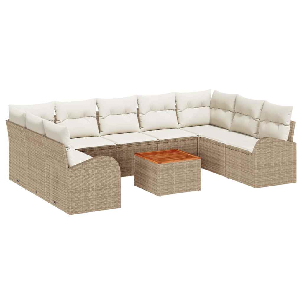 Havesofa Sæt 10 stk. Beige polyrattan