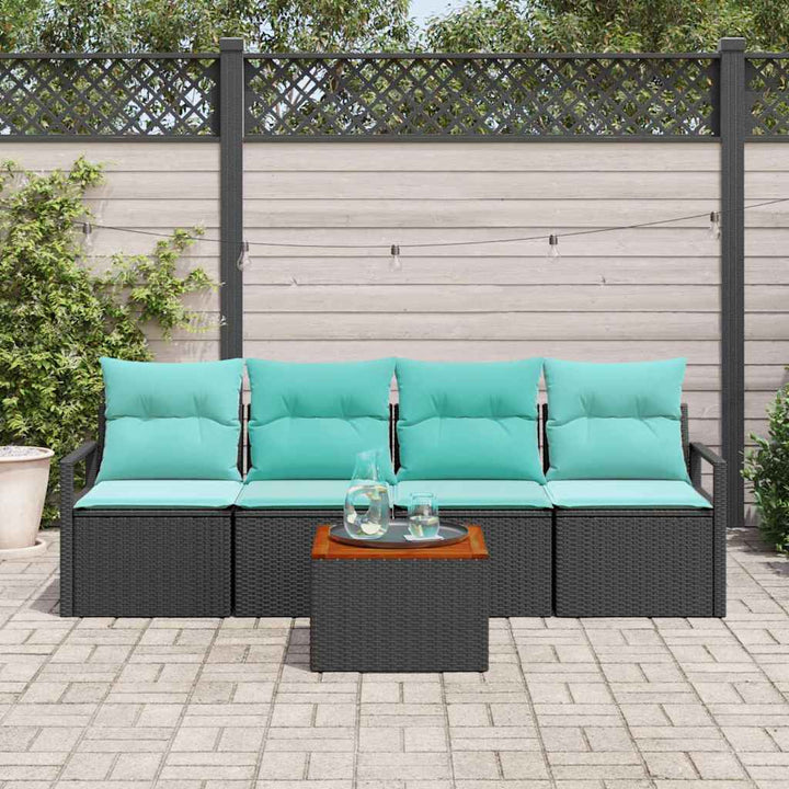 Havesofa Sæt 5 stk. Sort polyrattan
