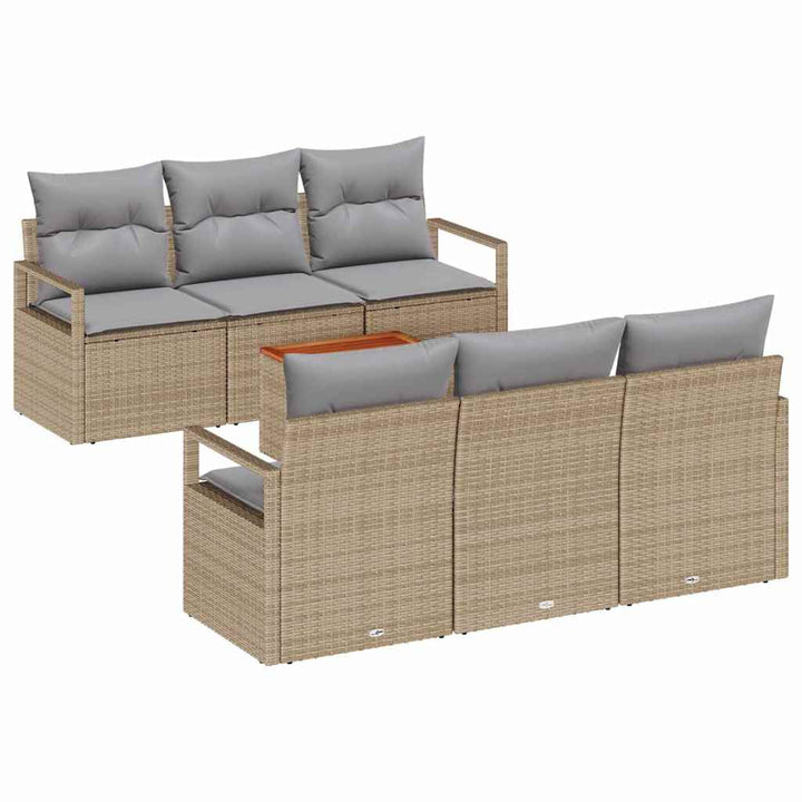 Havesofa Sæt med pude 7 pcs Beige polyrattan