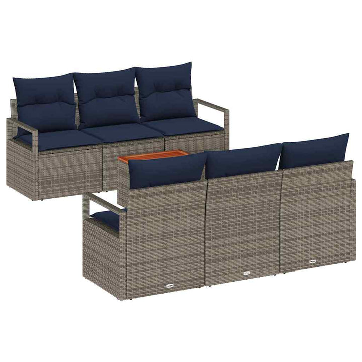 Havesofa Sæt med pude 7 pcs Grå polyrattan