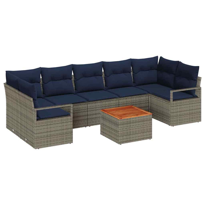 Havesofa Sæt med pude 8 pcs Grå polyrattan