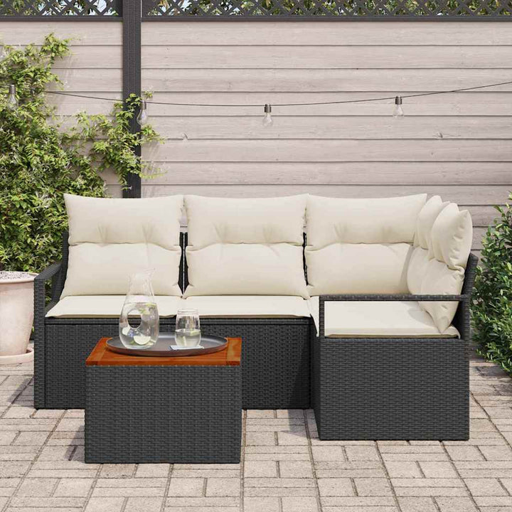 Havesofa Sæt 5 stk. Sort polyrattan