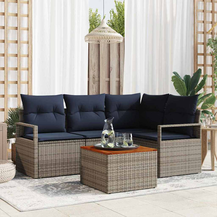 Havesofa Sæt 5 stk. Grå polyrattan